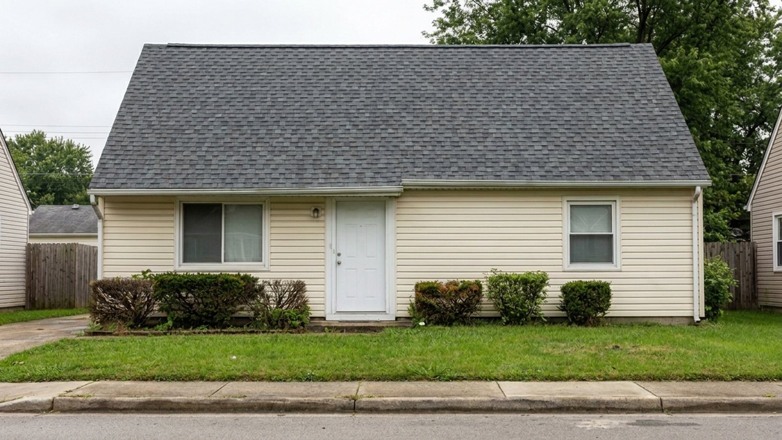 The same house with a brand-new architectural shingle roof